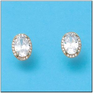 Pendientes oro 18kl oval circonitas
