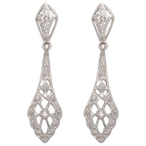 Pendientes oro blanco 18kl circonitas