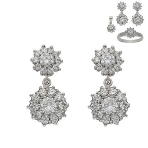 Pendientes oro blanco 18kl circonitas
