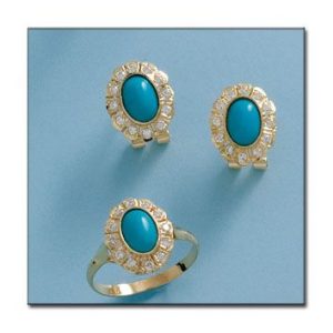 Pendientes oro 18kl turquesas sinteticas