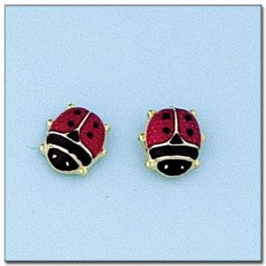 Pendientes oro 18kl mariquita