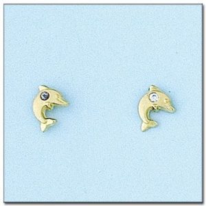 Pendientes oro 18kl delfin