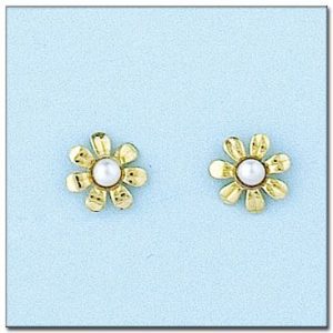 Pendientes en oro de 18kl flor