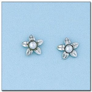 Pendientes oro blanco 18kl flor
