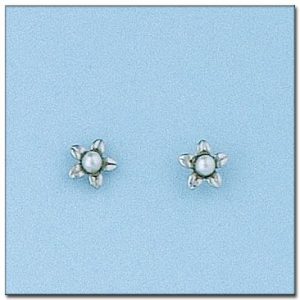 Pendientes oro blanco 18kl flor