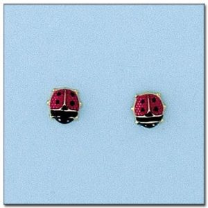 Pendientes oro 18kl mariquita