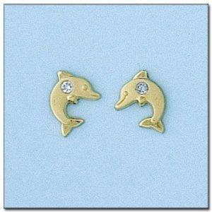 Pendientes oro 18kl delfin