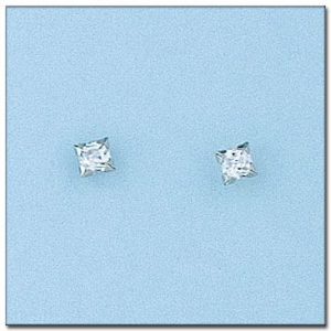 Pendientes oro blanco 18kl – 3×3