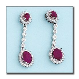 Pendientes oro blanco 18kl rubies finos