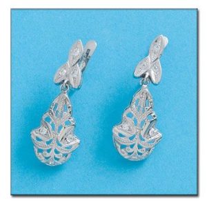 Pendientes oro blanco 18kl circonitas