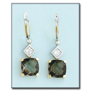 Pendientes bicolor oro 18kl olivina