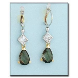 Pendientes oro 18kl bicolor olivina