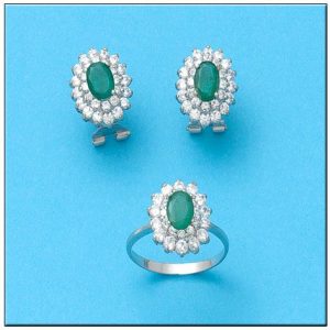 Pendientes oro blanco 18kl esmeraldas