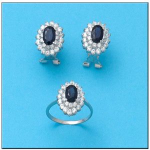 Pendientes oro blanco 18kl zafiros finos