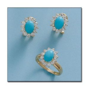 Pendientes oro 18kl turquesa sintetica