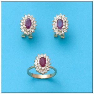 Pendientes oro 18kl rubies finos