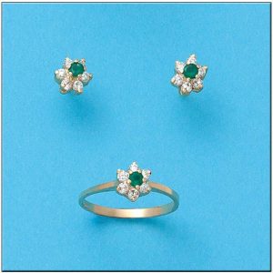 Pendientes oro 18kl crisopal verde