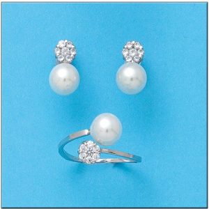 Pendientes oro blanco 18kl p.cultivadas