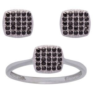 Pendientes oro blanco 18kl color negro