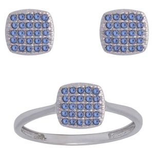 Pendientes oro blanco 18kl color azul