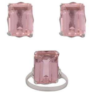 Pendientes oro blanco 18kl nano morganita