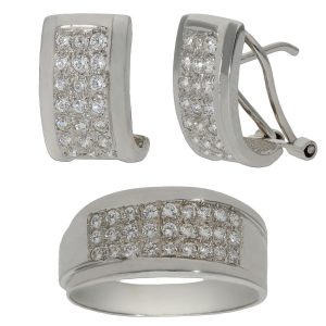 Pendientes oro blanco 18kl circonitas