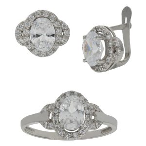 Pendientes oro blanco 18kl circonitas