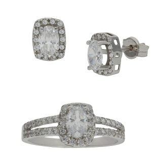 Pendientes oro blanco 18kl circonitas