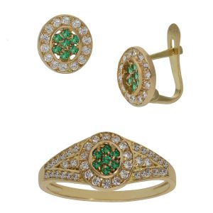 Pendientes oro 18kl circonitas verdes