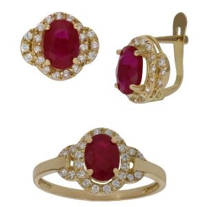 Pendientes oro 18kl rubies finos