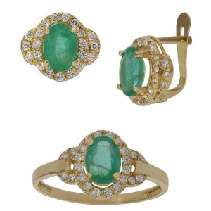 Pendientes oro 18kl esmeraldas finas