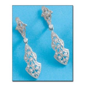 Pendientes oro blanco 18kl circonitas