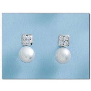 Pendientes oro blanco 18kl perlas