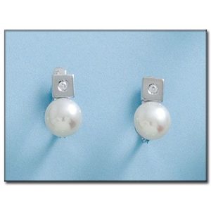 Pendientes oro blanco 18kl perlas