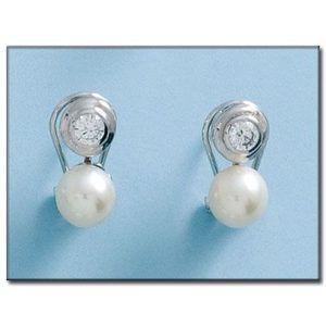 Pendientes oro blanco 18kl perlas