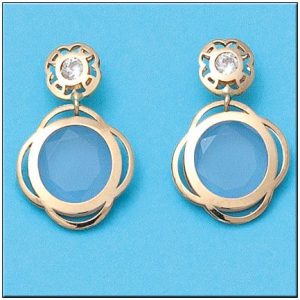 Pendientes oro 18kl azul circonitas