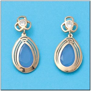 Pendientes oro 18kl azul circonitas