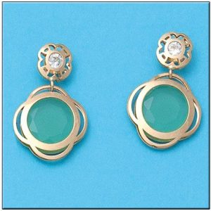 Pendientes oro 18kl verde circonitas