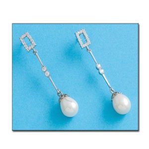 Pendientes oro blanco 18kl p. cultivadas
