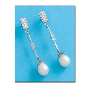 Pendientes oro blanco 18kl p. cultivadas
