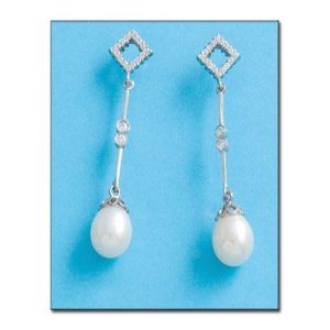 Pendientes oro blanco 18kl p. cultivadas