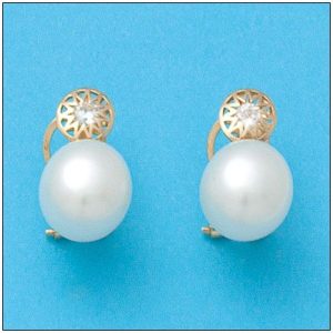 Pendientes oro 18kl perlas circonitas