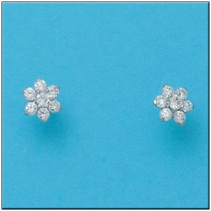 Pendientes oro blanco 18kl roseton