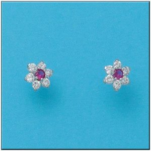 Pendientes oro blanco 18kl roseton