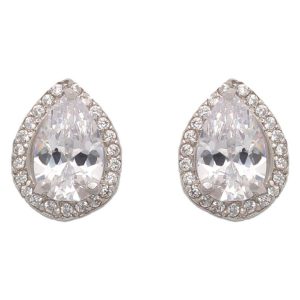 Pendientes oro blanco 18kl lagrima