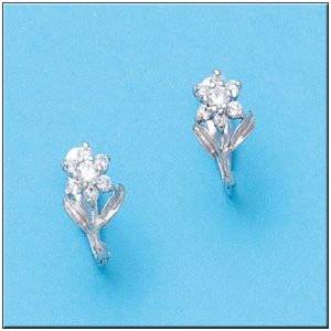 Pendientes oro blanco 18kl flor