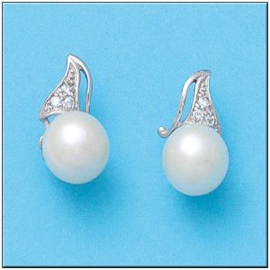Pendientes oro blanco 18kl p. cultivadas