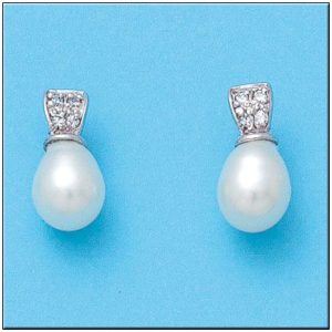 Pendientes oro blanco 18kl p. cultivadas