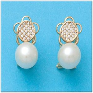 Pendientes oro 18kl flor p. cultivadas