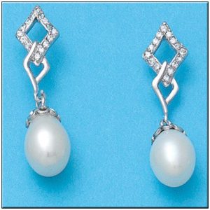 Pendientes oro blanco 18kl p. cultivadas